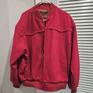 Walls range wear red wool blend bomber jacket
